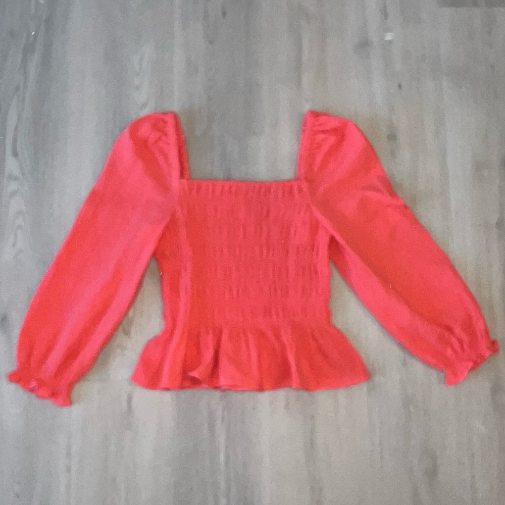 J. Crew Long-sleeve gauze smocked top 100% Cotton. Size Medium